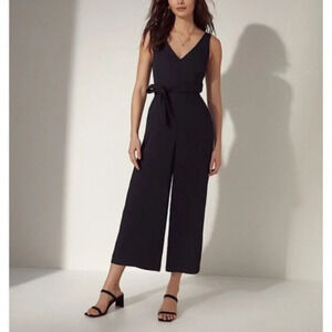 ARITZIA WILFRED Ecoulement Jumpsuit Wide Leg V New One Piece Black 00